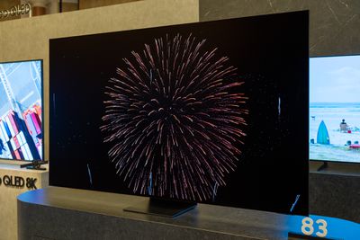 A hands-on photo of Samsung’s S95F OLED TV.