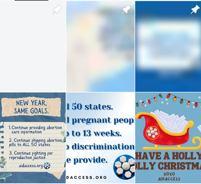 An Instagram page showing several blurred out posts that are not viewable.