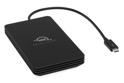 The OWC Envoy Ultra Thunderbolt 5 Portable SSD against a white background.